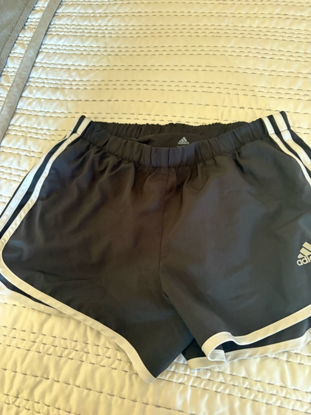 adidas Black Women's Athletic Shorts with White Trim